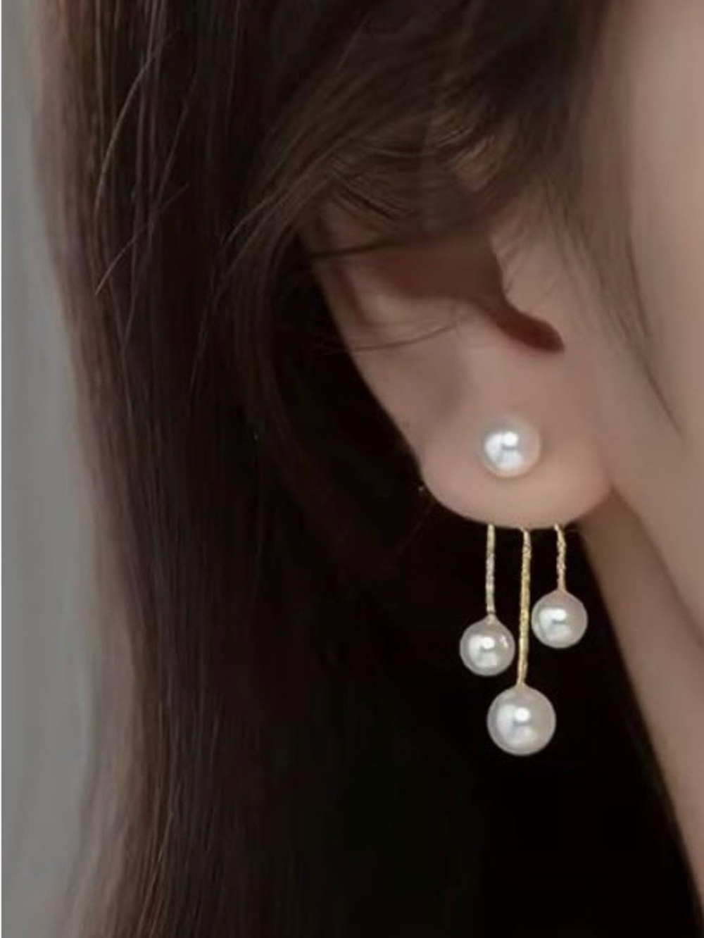 Pearl Earrings with Tassel Back